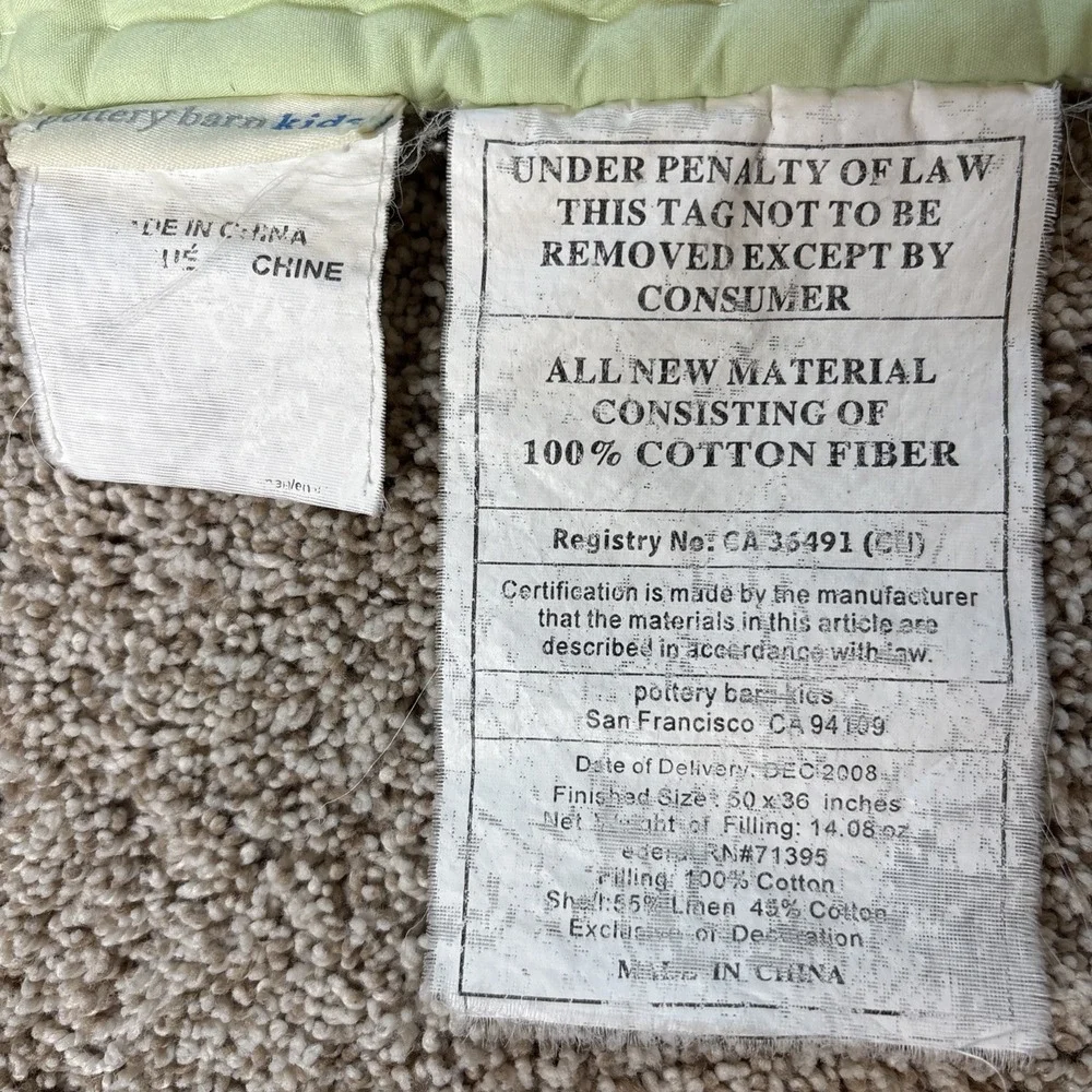 Pottery Barn Kids Stork Quilt Unisex Baby Nursery Shabby Chic Cottage Whimsical
